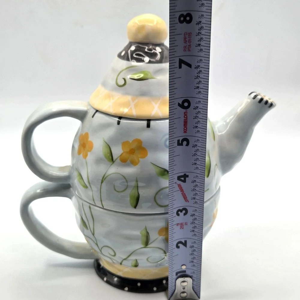Bella Casa by GANZ Tea For One Nesting Teapot & Teacup Set‎ Cottage Shabby Chic